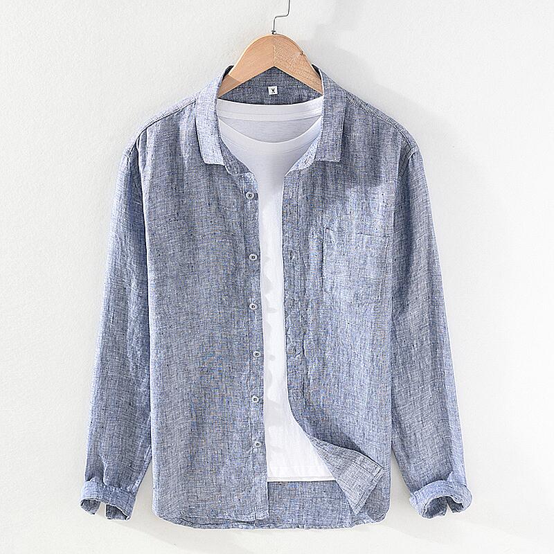 Pure Linen Long Sleeve Casual Shirt