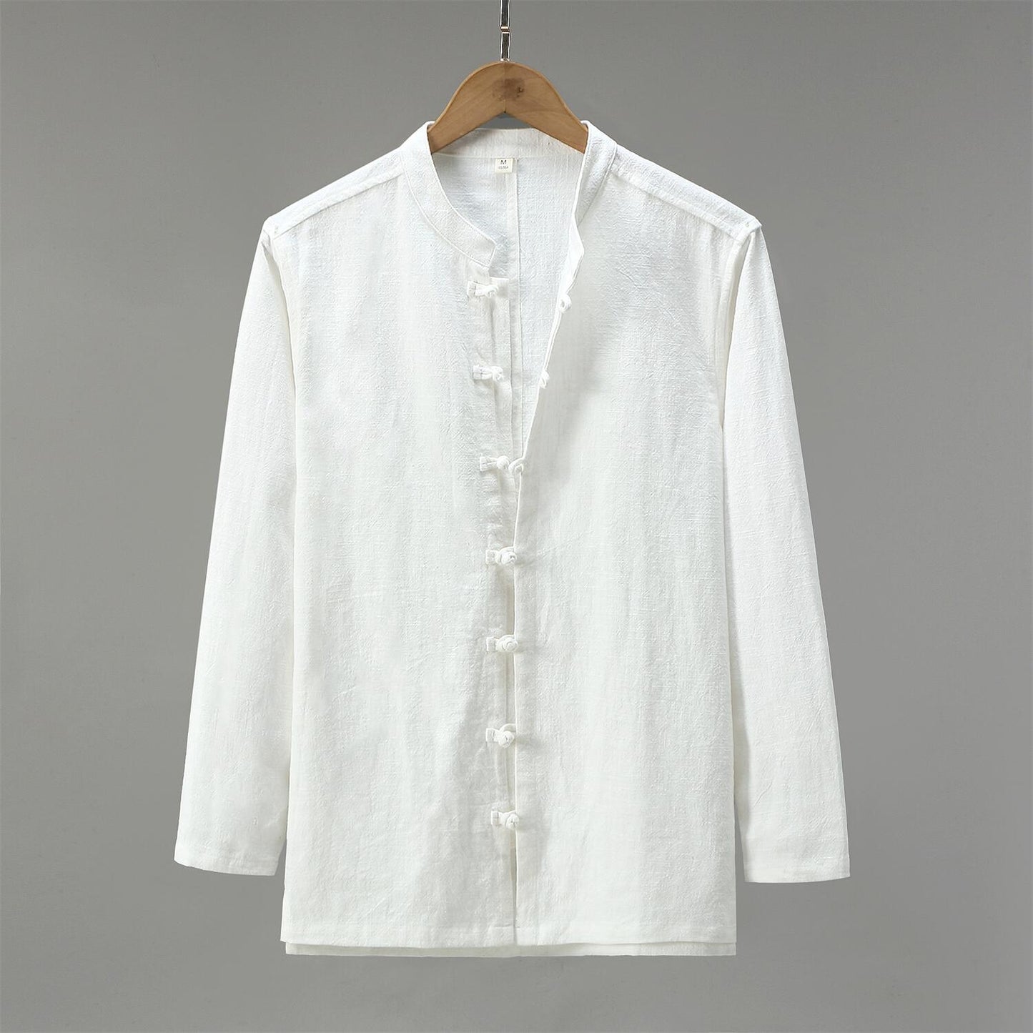 Vintage Loose Fit Linen Shirt - Stand Collar