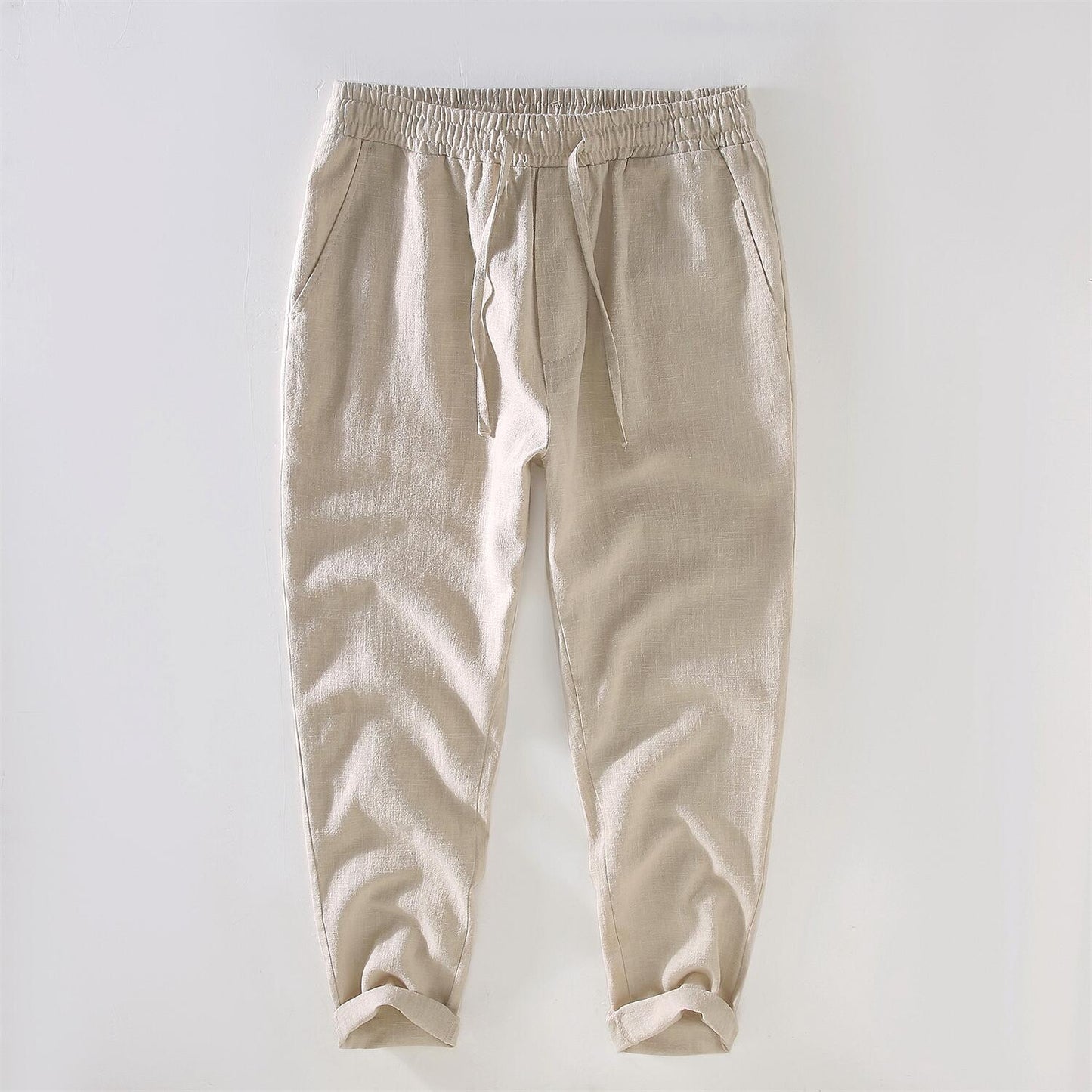 Men's Linen Drawstring Cropped Pants