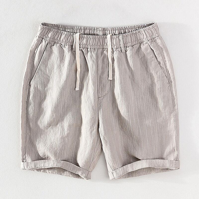 Men's Striped Drawstring Elastic Waist Casual Shorts